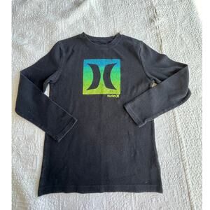 Hurley long sleeve crewneck thermal, black top, Youth boys 14-16